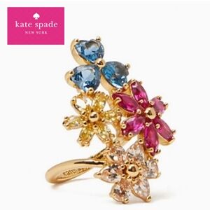 Kate Spade Gold Ring FIRST BLOOM Colorful Cubic Zirconia Flowers
